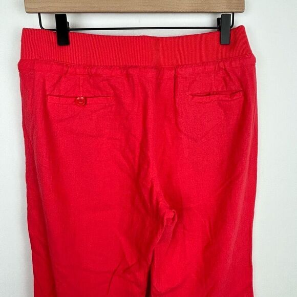 Love Tree red Linen Blend Drawstring Pants Wide Leg Crochet large lagenlook beac - Picture 8 of 10